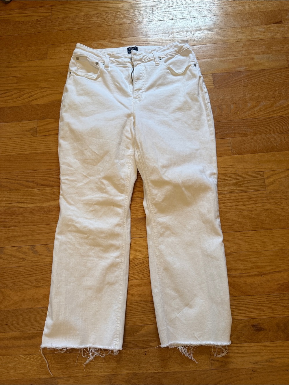 J. Crew Factory White Cropped Straight-Leg Jeans